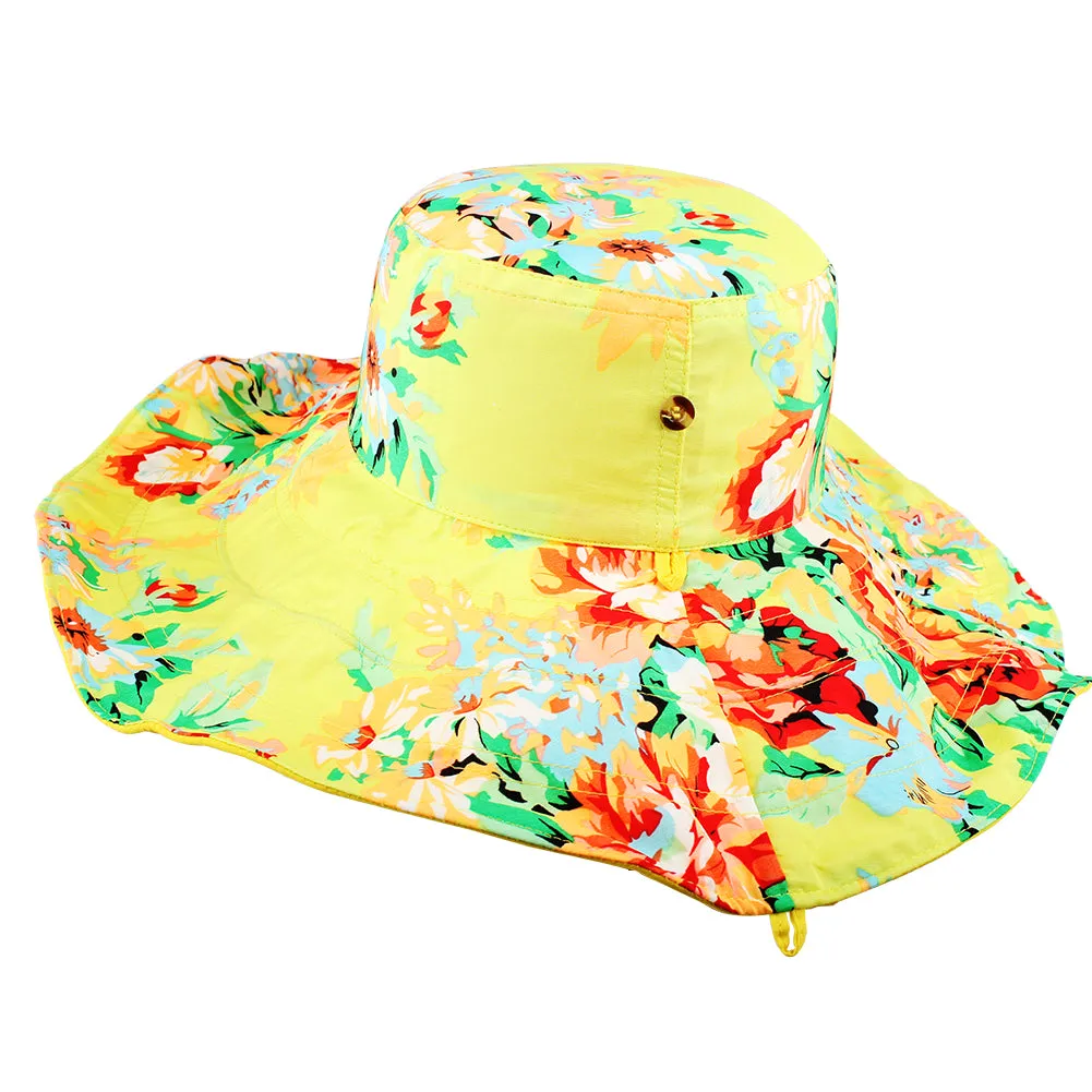 FURTALK Women Wide Brim Beach Sun Hats Floral Reversible  Drop Shipping SH010