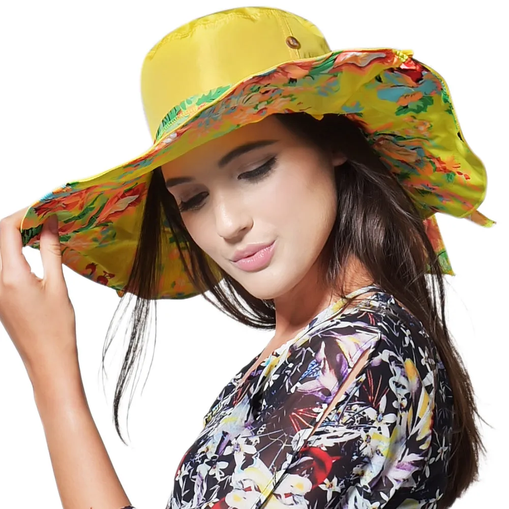 FURTALK Women Wide Brim Beach Sun Hats Floral Reversible  Drop Shipping SH010