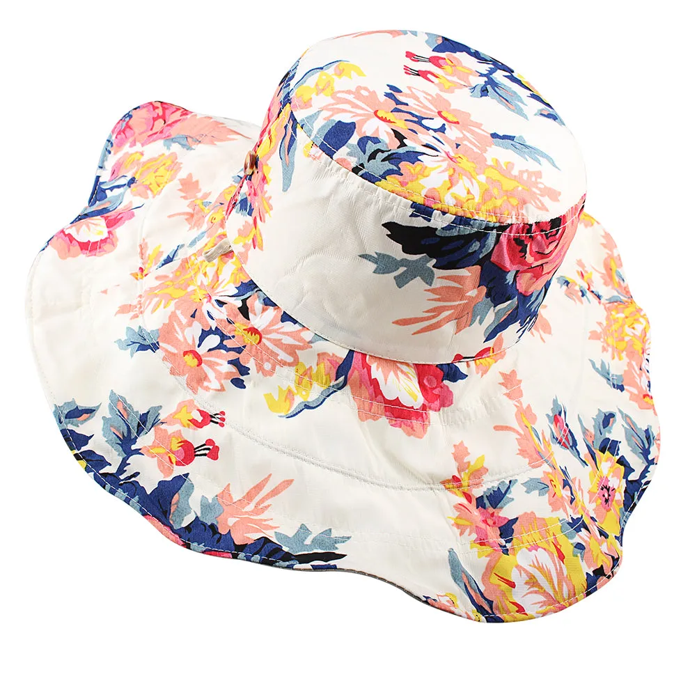 FURTALK Women Wide Brim Beach Sun Hats Floral Reversible  Drop Shipping SH010