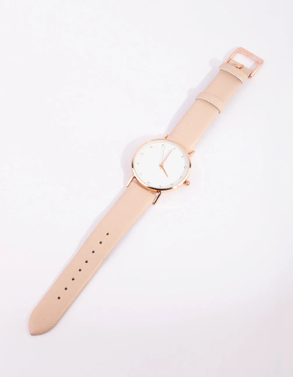 Gold Crosshatch PU Strap Watch