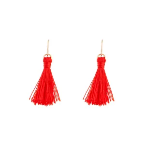 Gold Red Mini Tassel Earrings