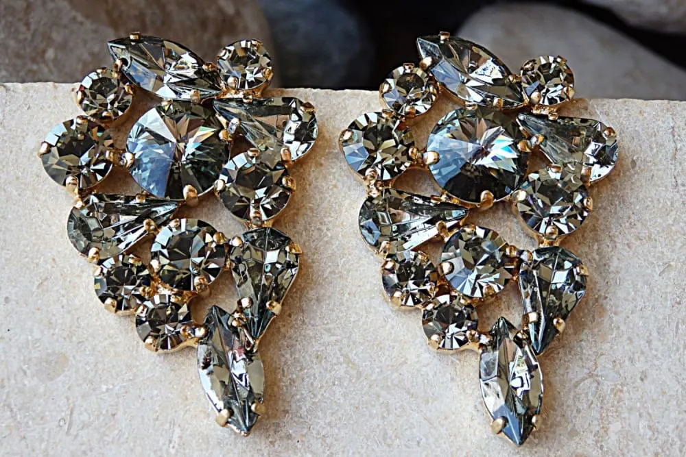 Gray Cluster Earrings