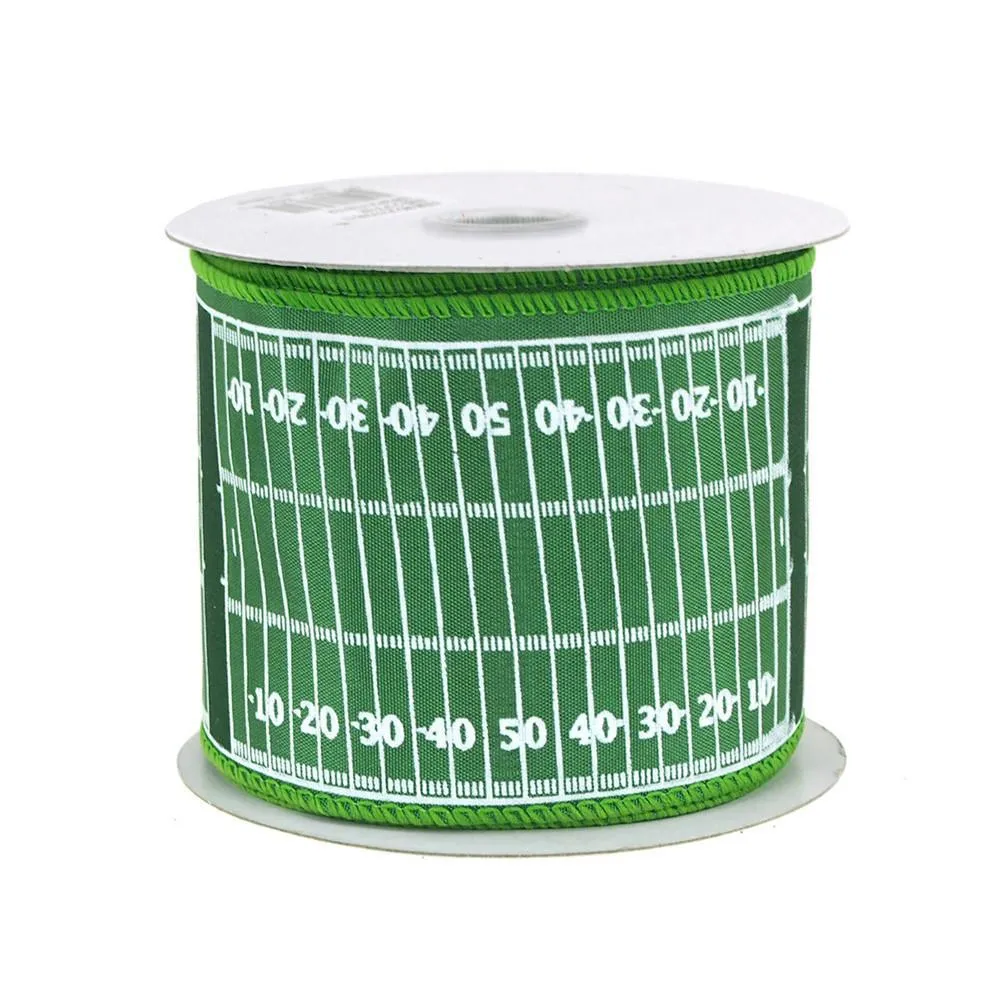 Gridiron Football Field Polyester Ribbon Wired Edge, 2-1/2-Inch, 10-Yard - Green