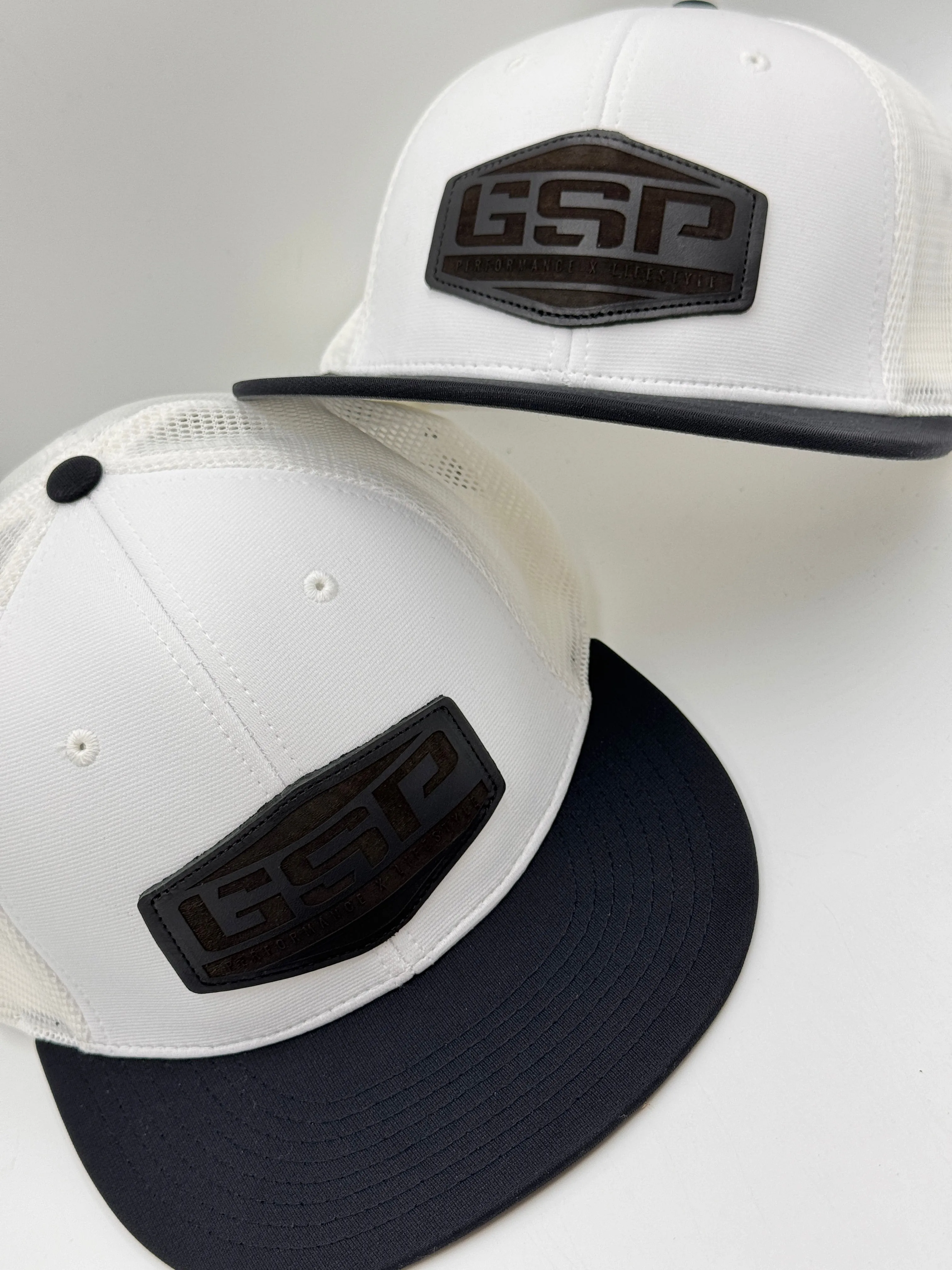 GSP Hex PTS20M Hat - White/Black with Black Leather Patch