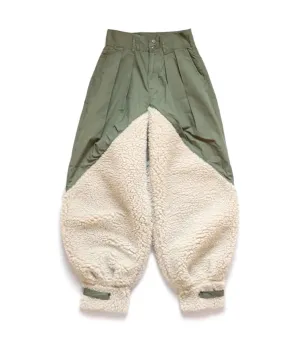 Hirata Hiroshi Lamb Cashmere Stitching Casual Splicing Pants - Military Green