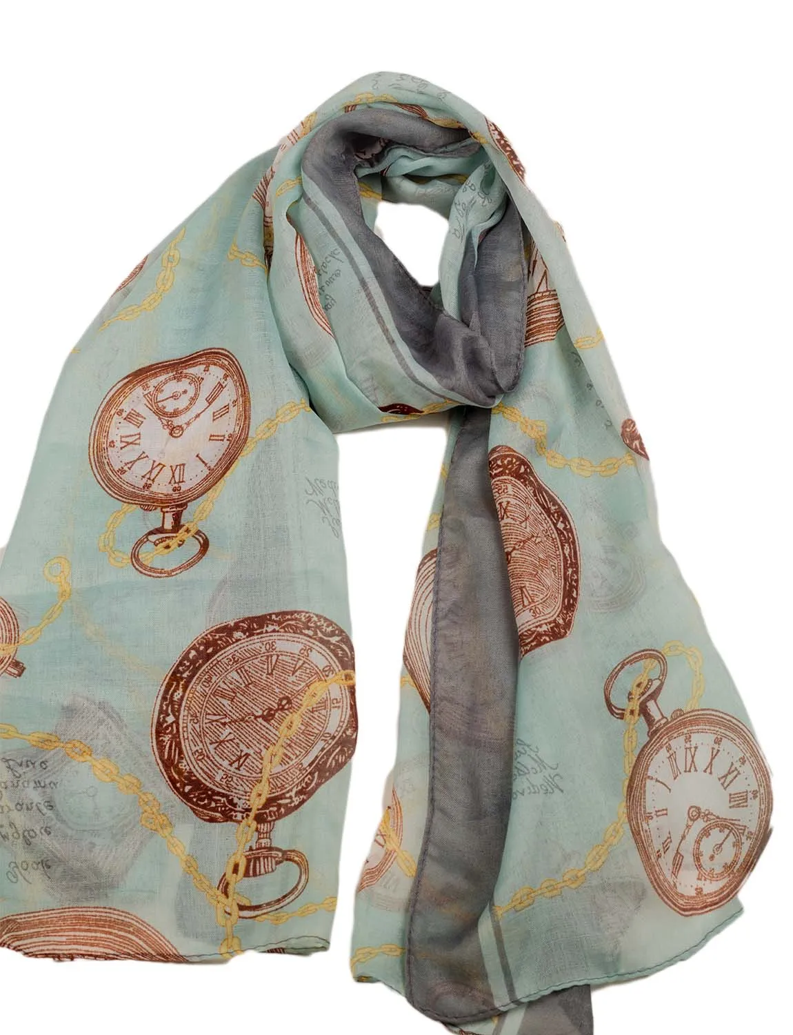 iB-iP Women's Clock Print Stylish Gorgeous Lightweight Large Long Fashion Scarf