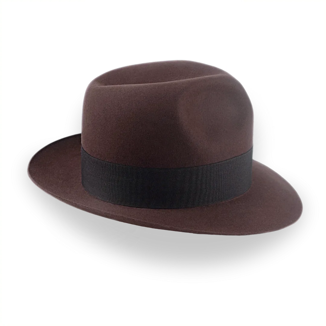 Indiana Jones Style Fedora In Sable Brown Beaver Fur Felt | The Pharaoh