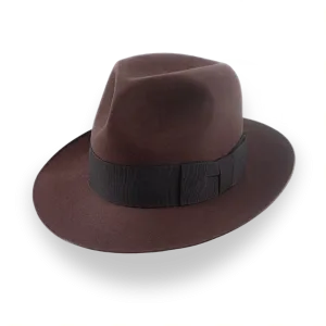 Indiana Jones Style Fedora In Sable Brown Beaver Fur Felt | The Pharaoh