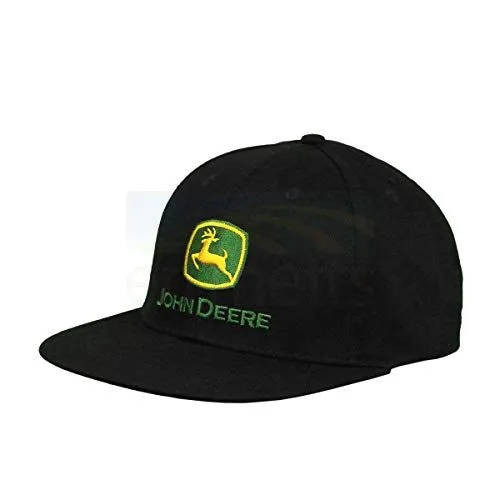 John Deere Men's Flat Bill Twill Black Hat