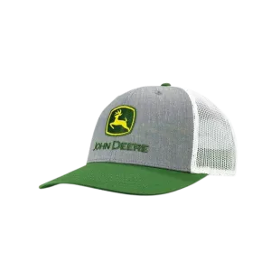 John Deere Men's Heather Trucker With Ag Logo Grey Green White Cap