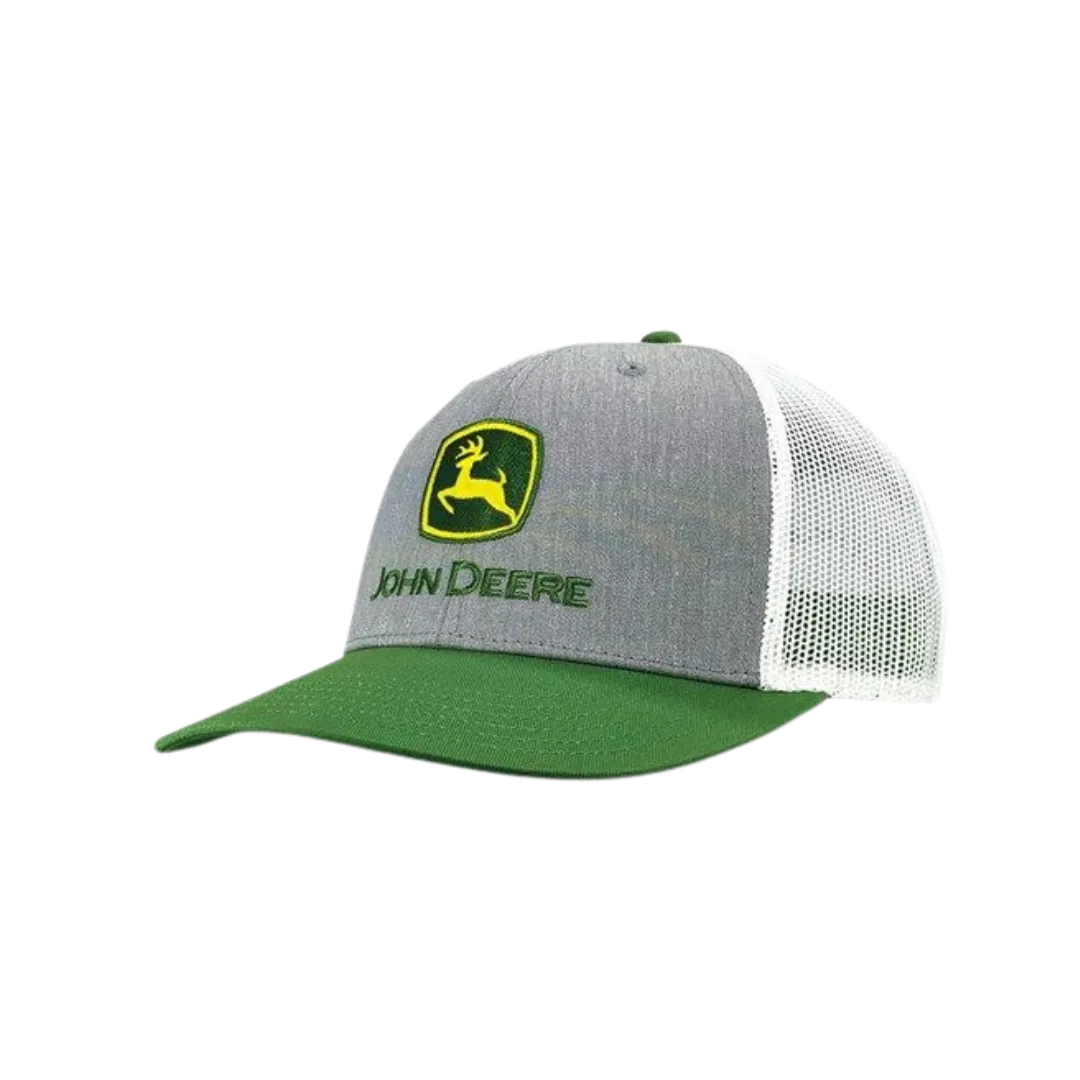 John Deere Men's Heather Trucker With Ag Logo Grey Green White Cap