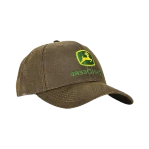 John Deere Oil Skin Cotton Logo Embroidered Brown Cap