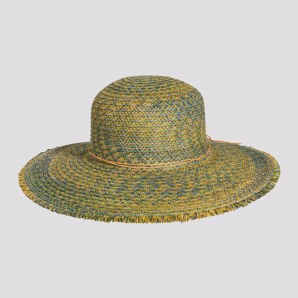 Joy | Womens Sewn Paper Braid Sun Hat with Fringe Edge