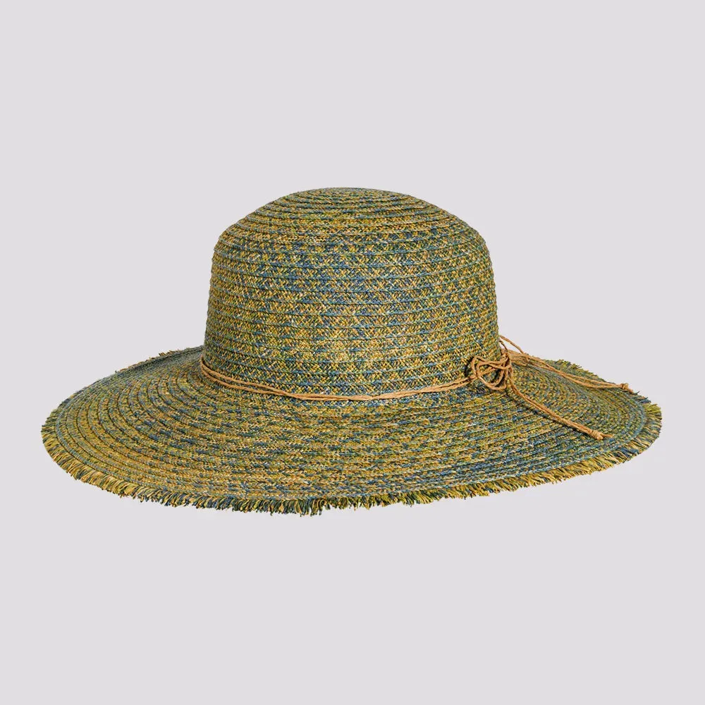 Joy | Womens Sewn Paper Braid Sun Hat with Fringe Edge