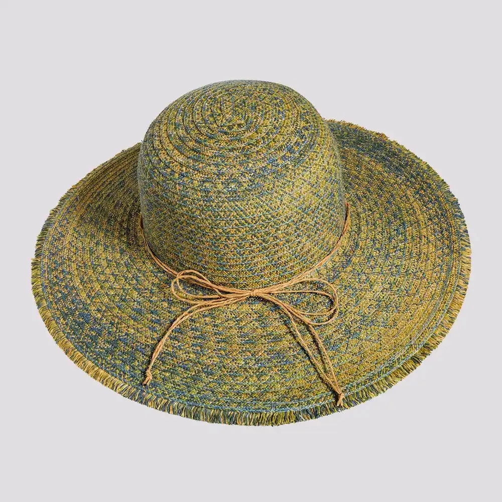 Joy | Womens Sewn Paper Braid Sun Hat with Fringe Edge