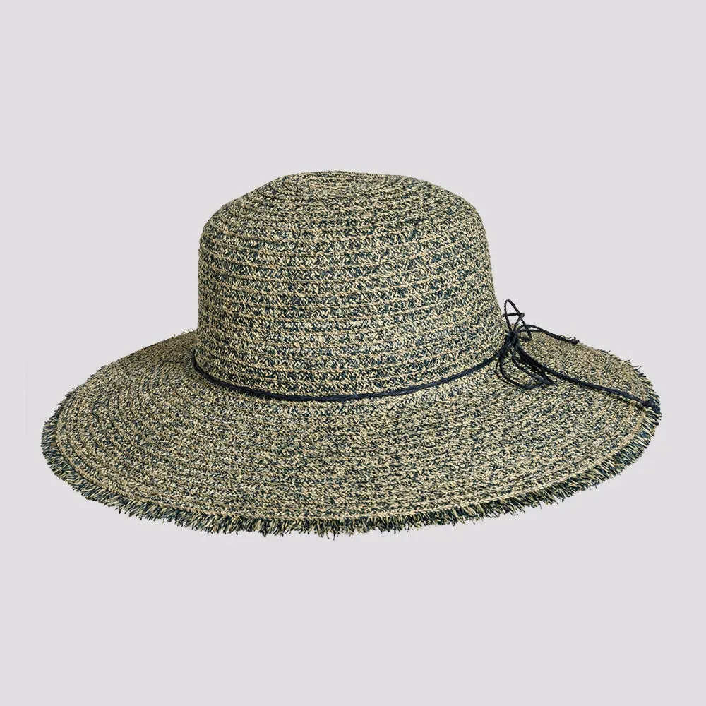 Joy | Womens Sewn Paper Braid Sun Hat with Fringe Edge