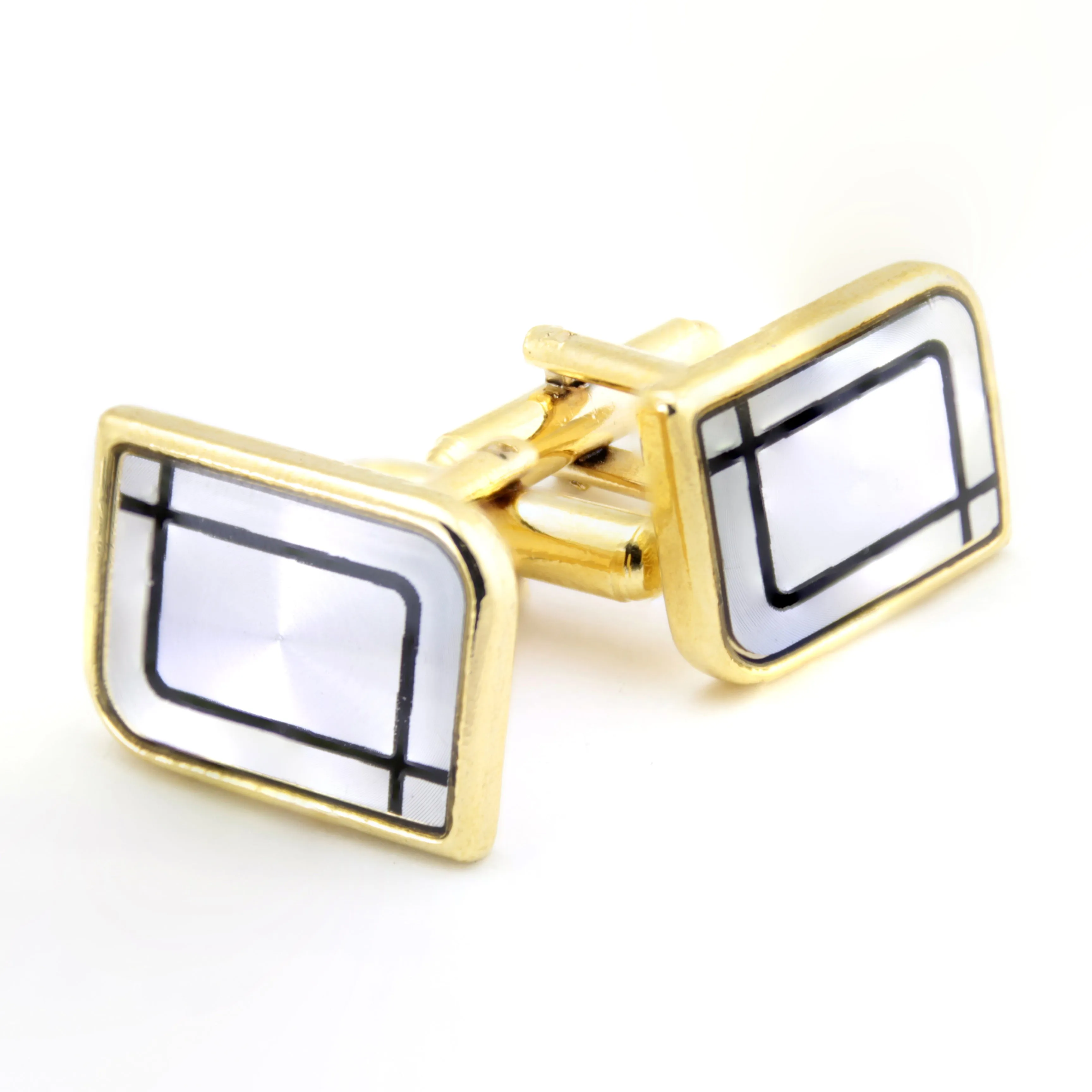 Kavove The Elegant Delight White & Golden Cufflink For Men