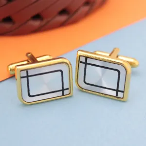 Kavove The Elegant Delight White & Golden Cufflink For Men