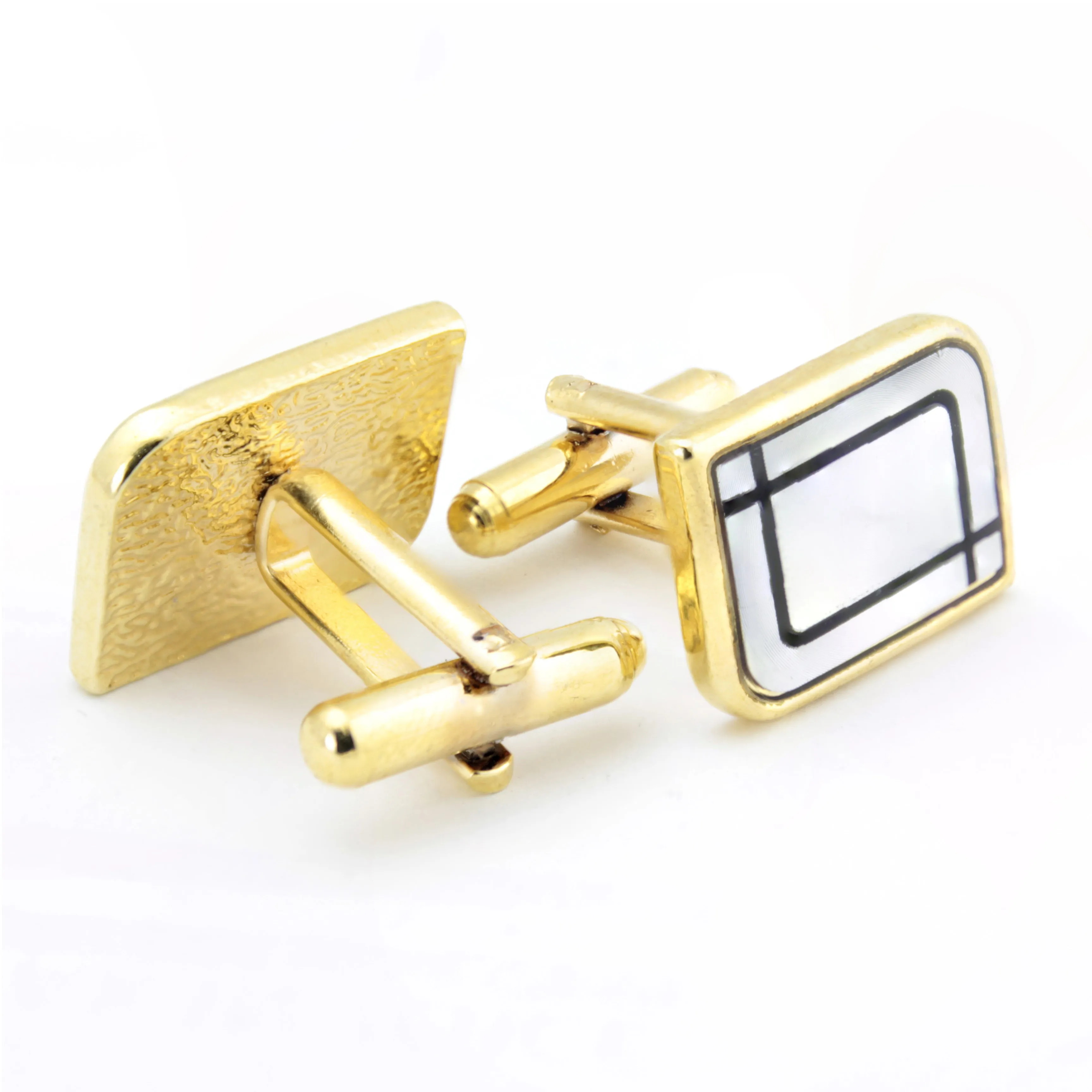 Kavove The Elegant Delight White & Golden Cufflink For Men