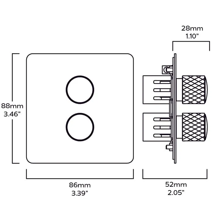 KEPLER 2G Knurled Dimmer Light Switch - Brass