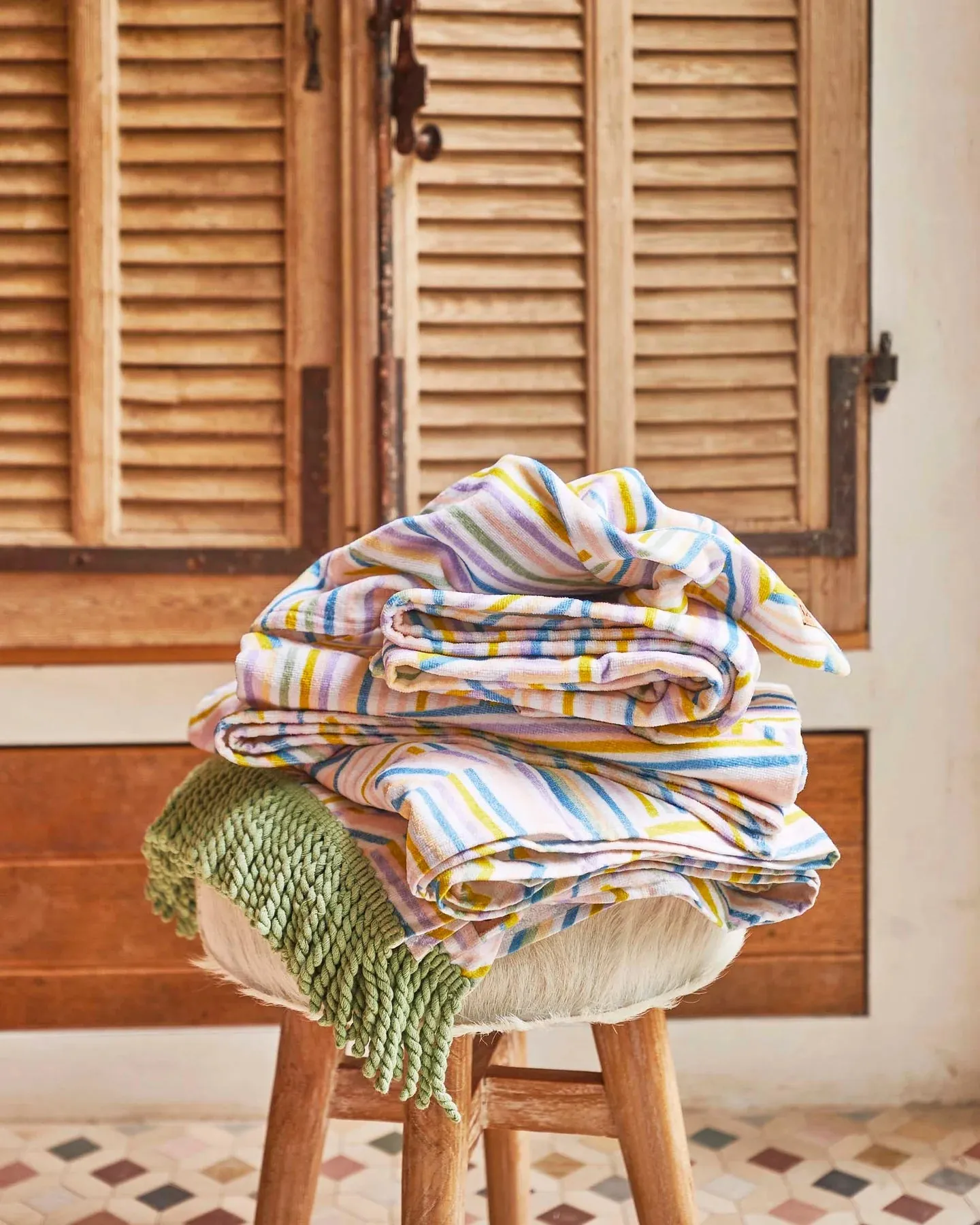 Kip & Co Stripes of Paros Printed Terry Hand Towel