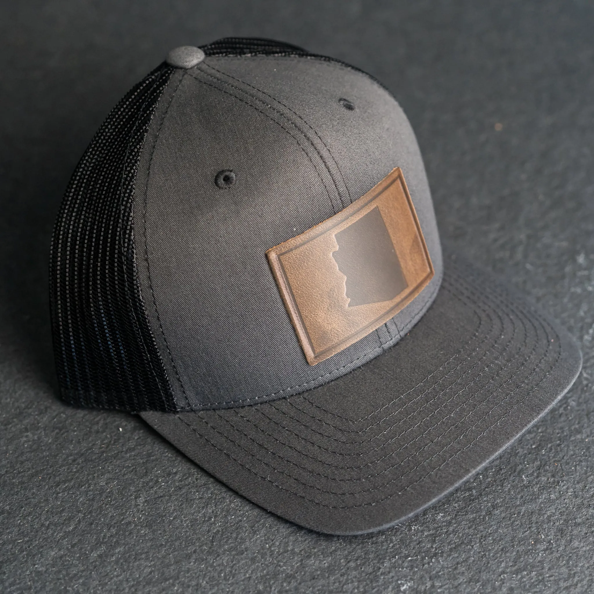 Leather Patch Trucker Style Hat - Arizona Stamp