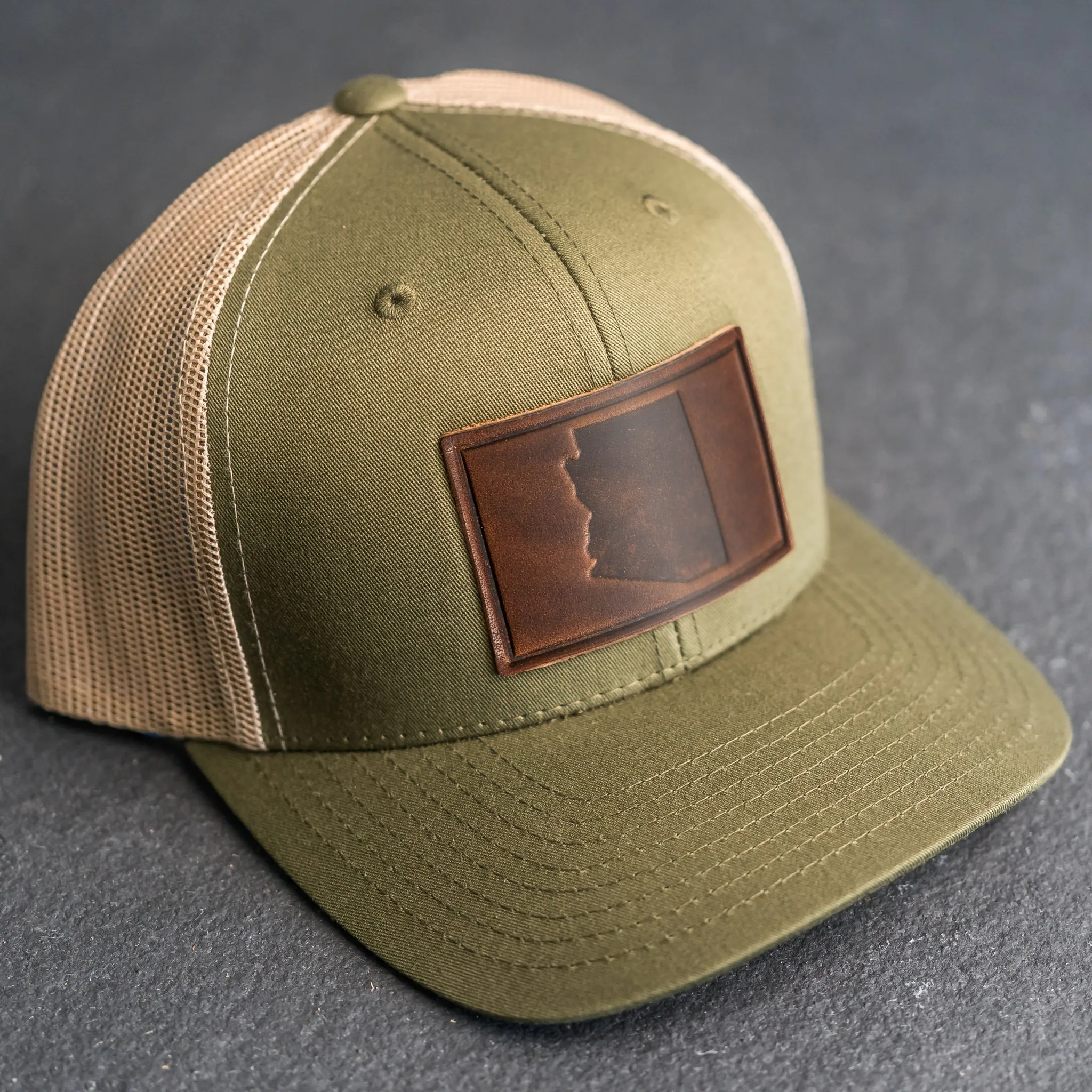 Leather Patch Trucker Style Hat - Arizona Stamp