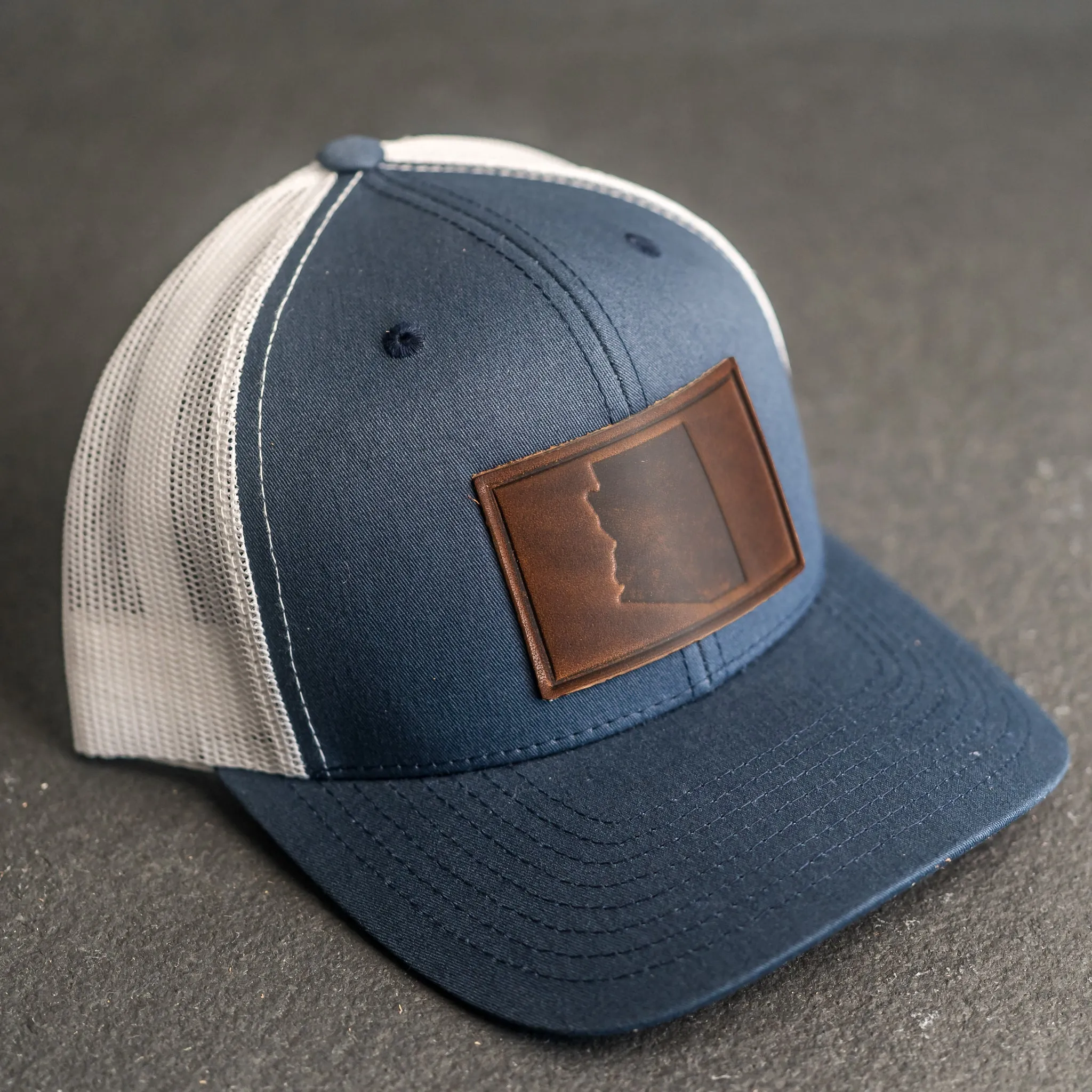 Leather Patch Trucker Style Hat - Arizona Stamp