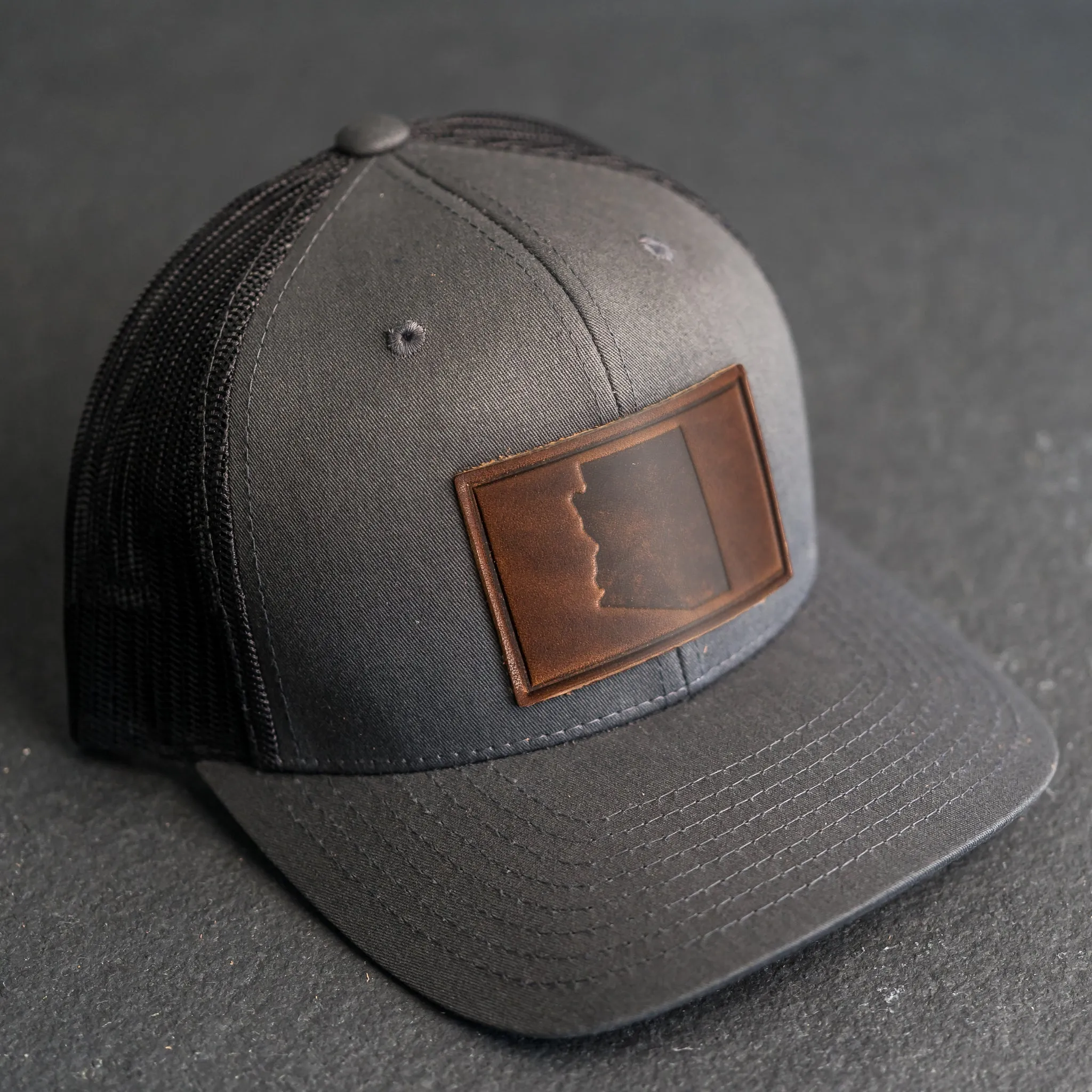 Leather Patch Trucker Style Hat - Arizona Stamp