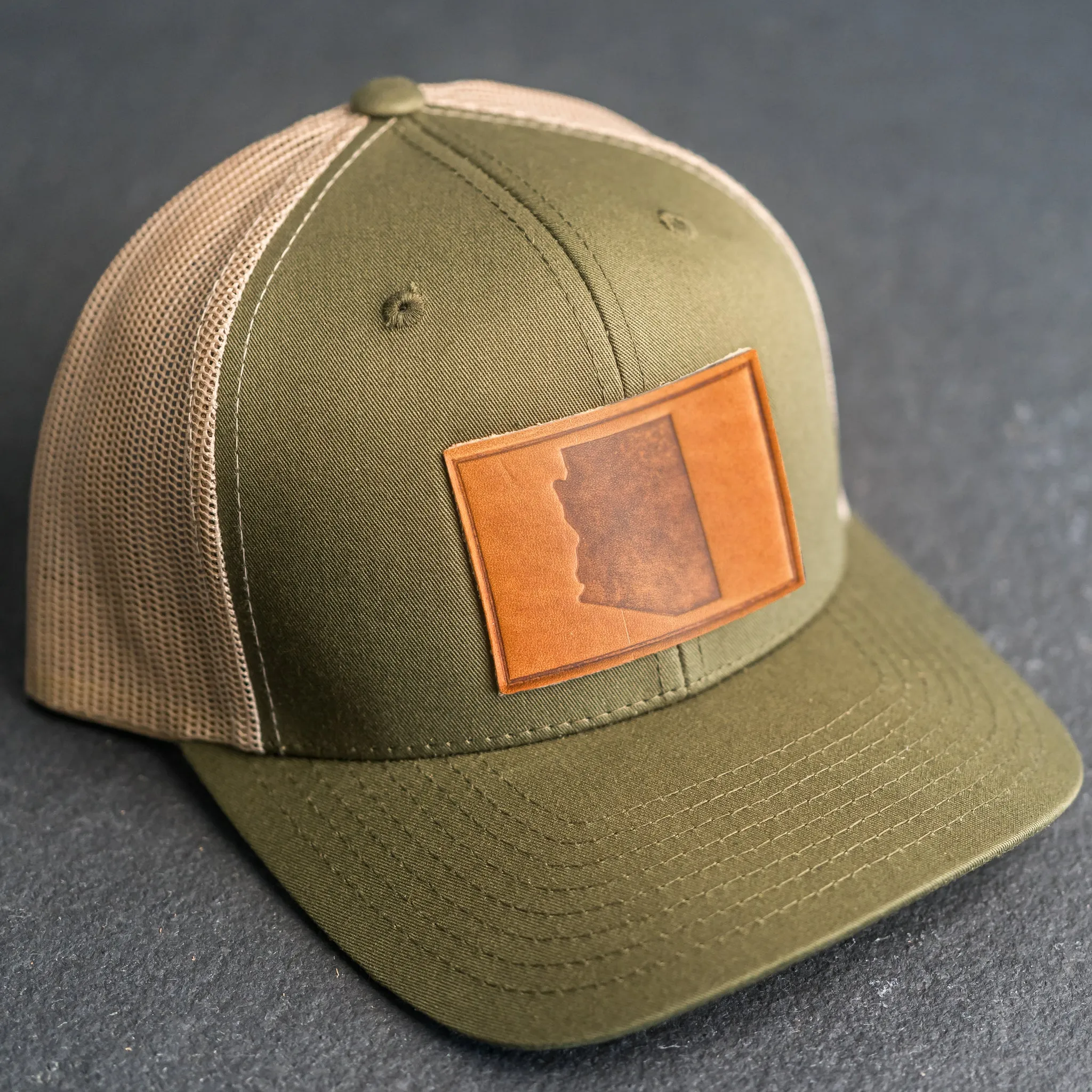 Leather Patch Trucker Style Hat - Arizona Stamp