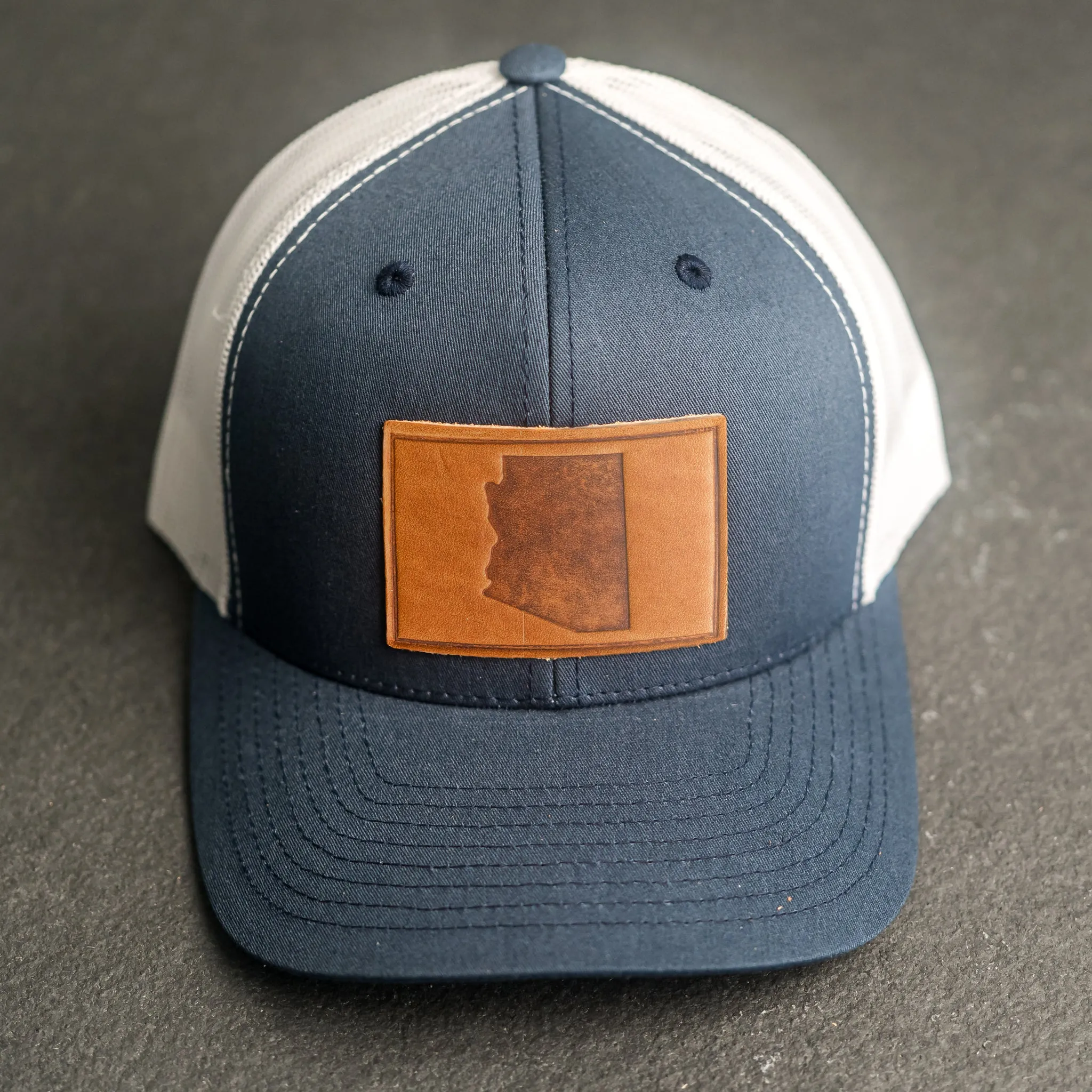 Leather Patch Trucker Style Hat - Arizona Stamp