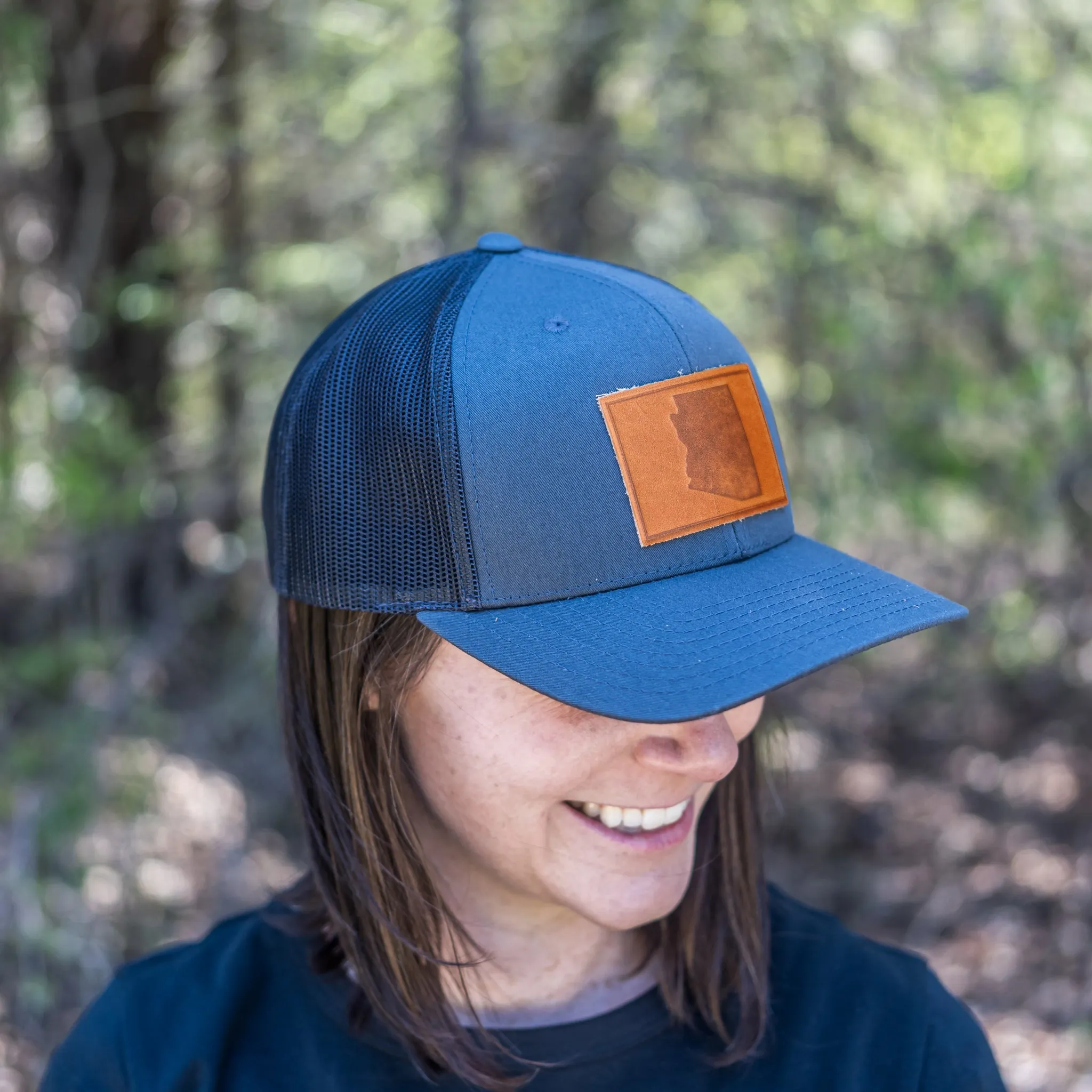 Leather Patch Trucker Style Hat - Arizona Stamp