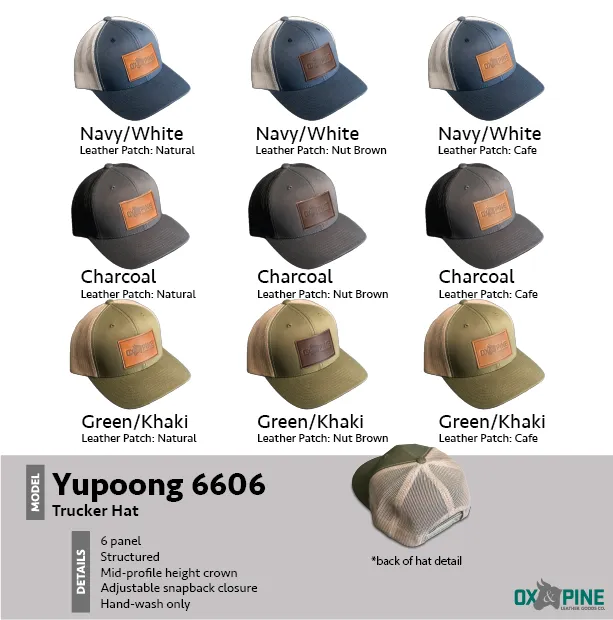 Leather Patch Trucker Style Hat - New York Stamp