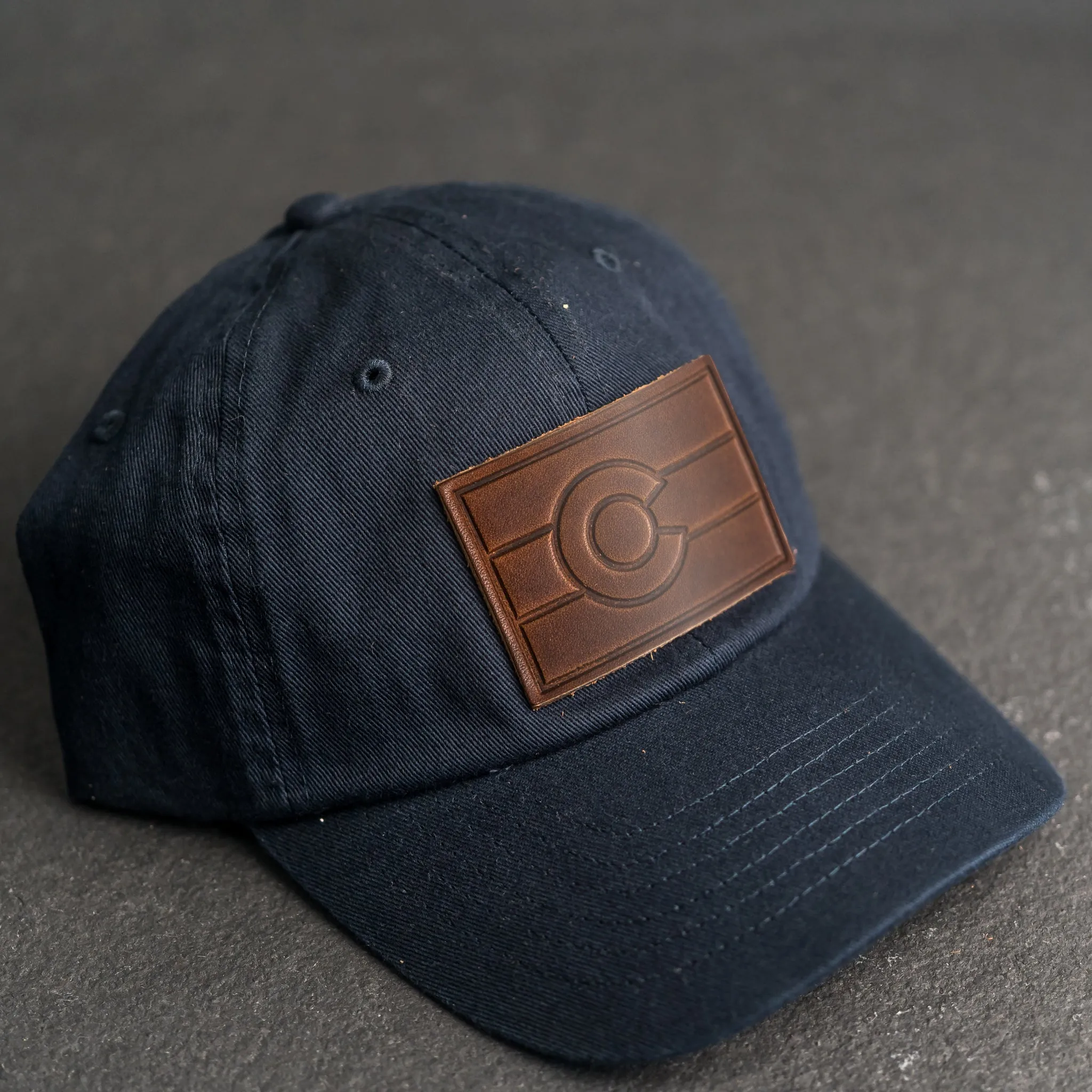 Leather Patch Unstructured Style Hat - Colorado Flag Stamp