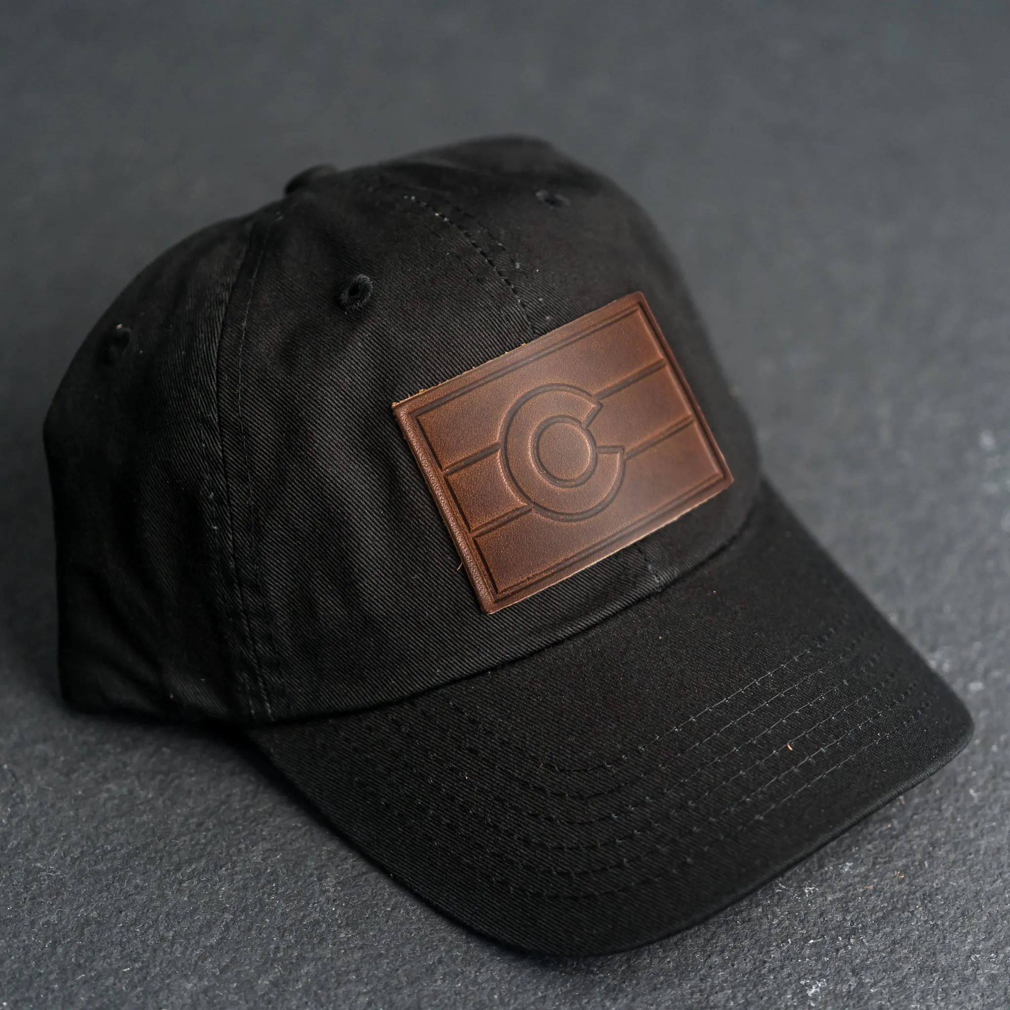 Leather Patch Unstructured Style Hat - Colorado Flag Stamp