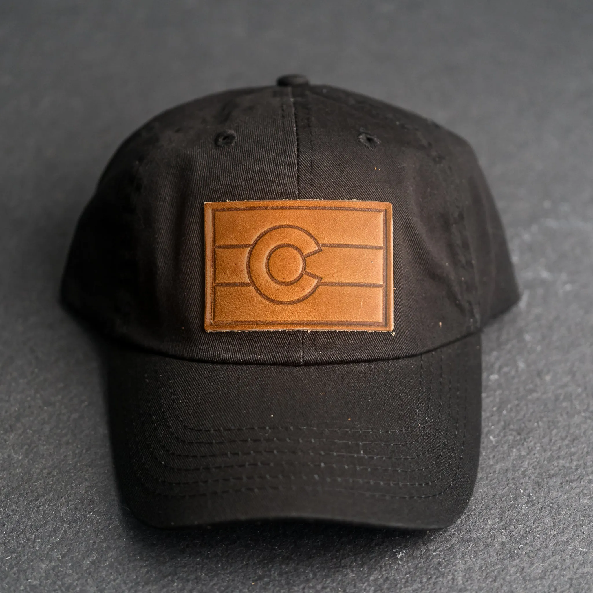 Leather Patch Unstructured Style Hat - Colorado Flag Stamp