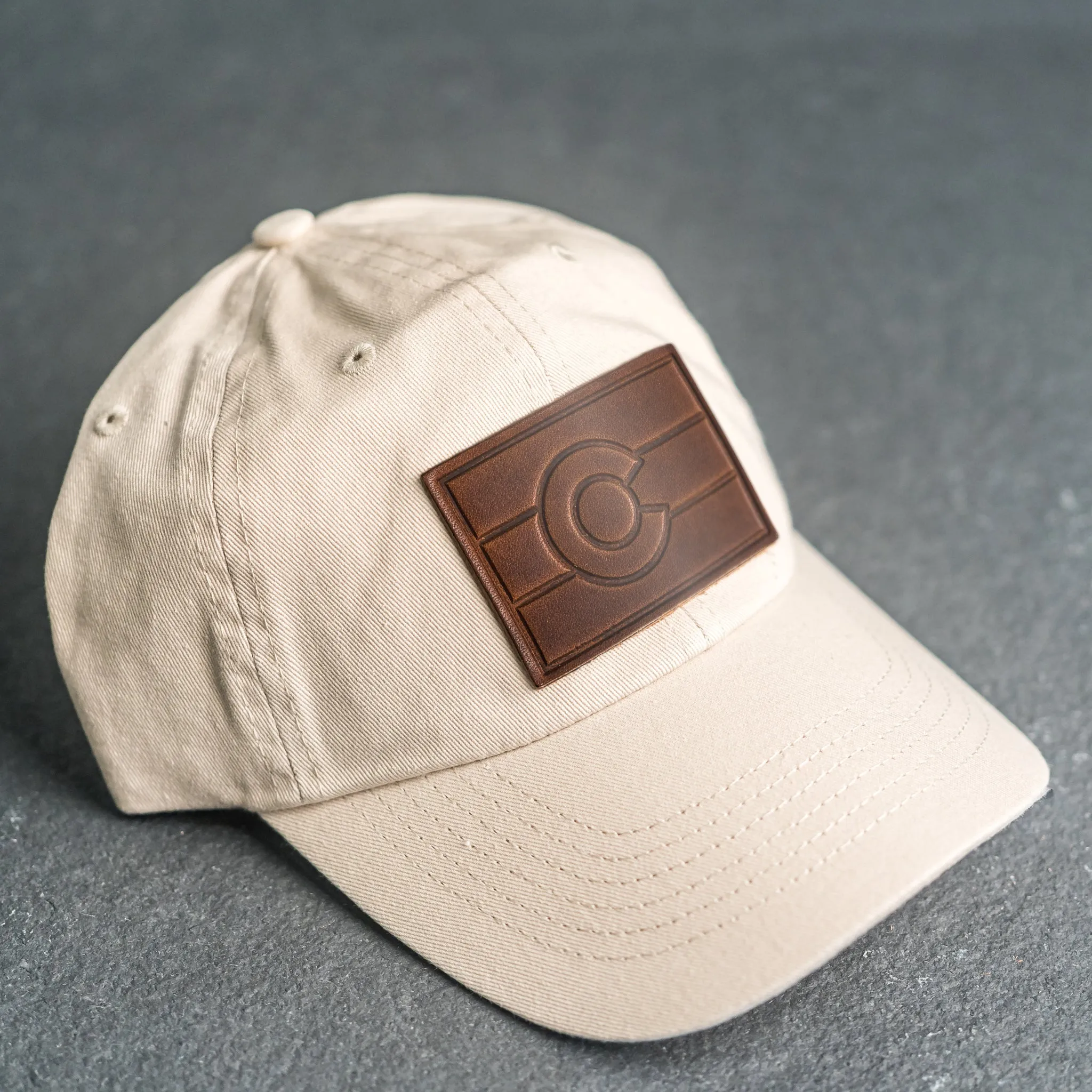 Leather Patch Unstructured Style Hat - Colorado Flag Stamp