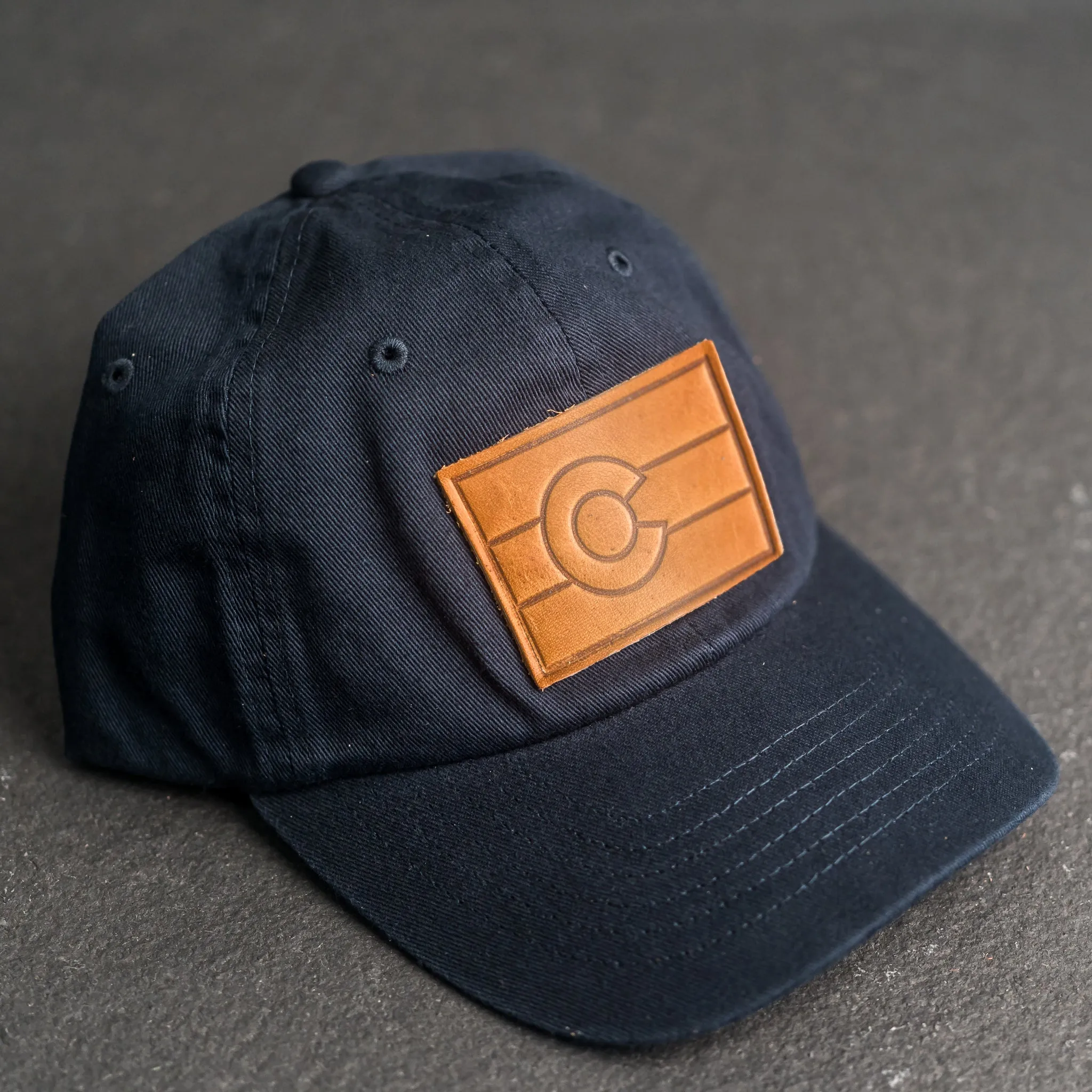 Leather Patch Unstructured Style Hat - Colorado Flag Stamp