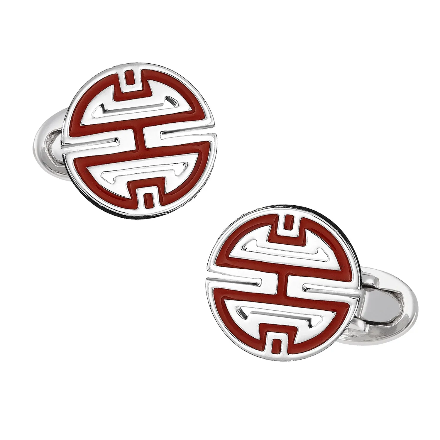 Longevity Knot Sterling Silver Cufflinks with Hand-Painted Enamel I Jan Leslie