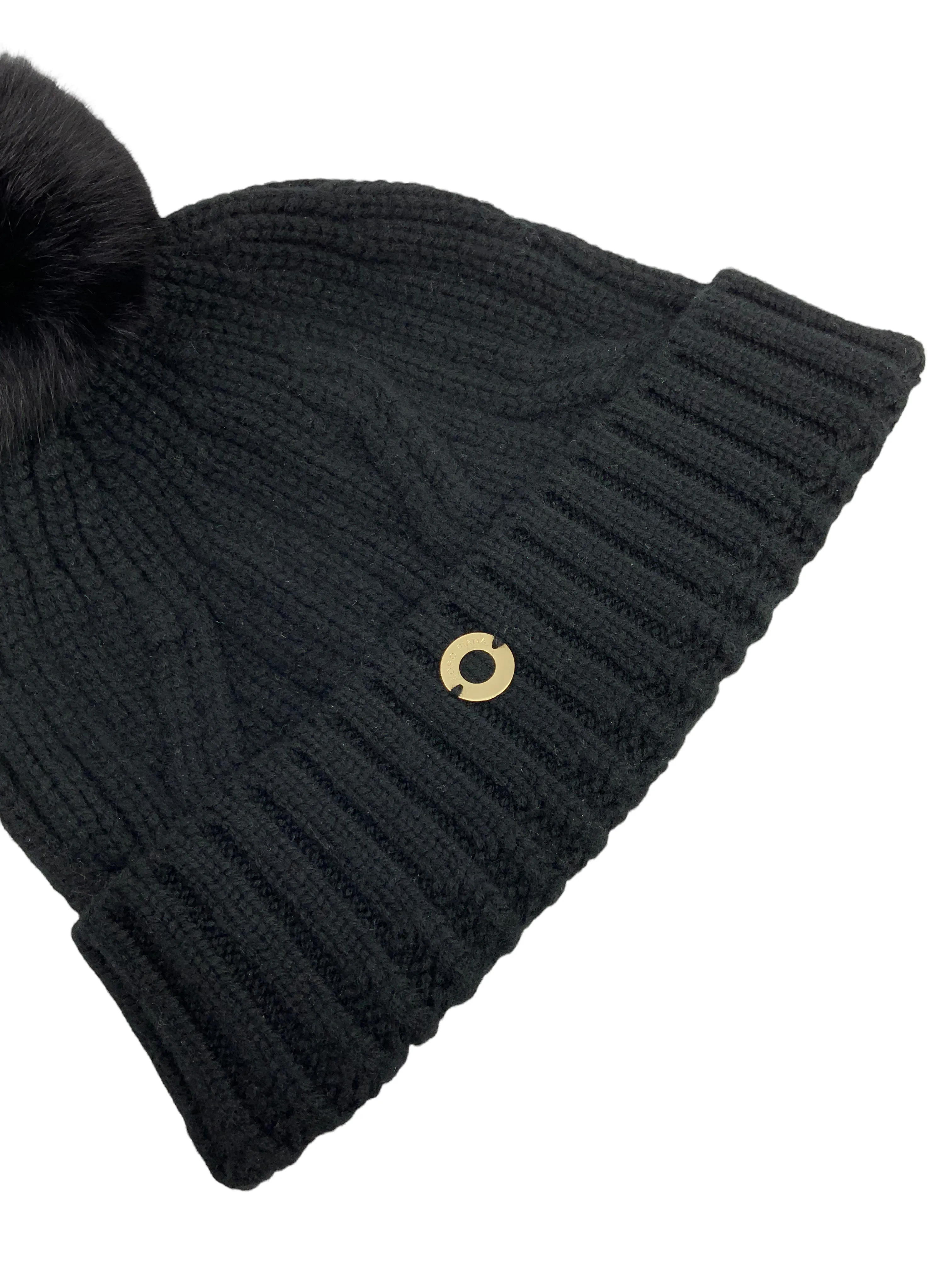 Luxurious Loro Piana Baby Cashmere Beanie Hat with Chinchilla Pompon