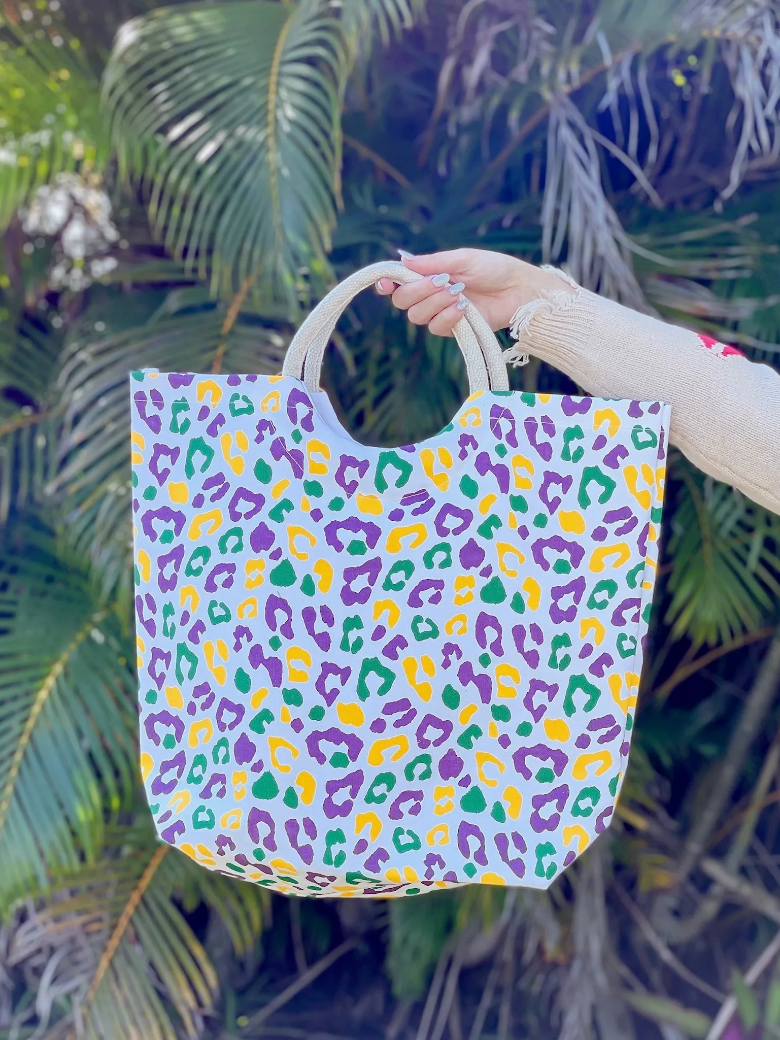 Mardi Gras Leopard Shore Tote