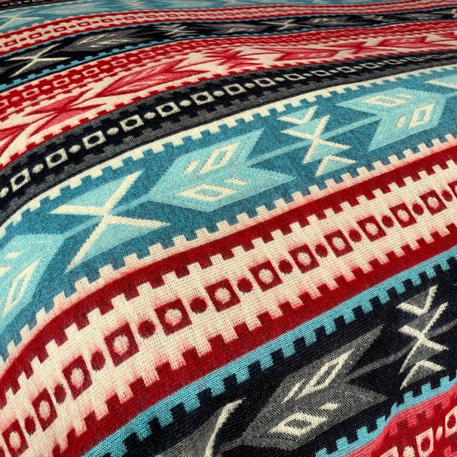 Mashpi - Baby Alpaca Blanket - Extra Large - Aztec Southwest Pattern - Turquoise