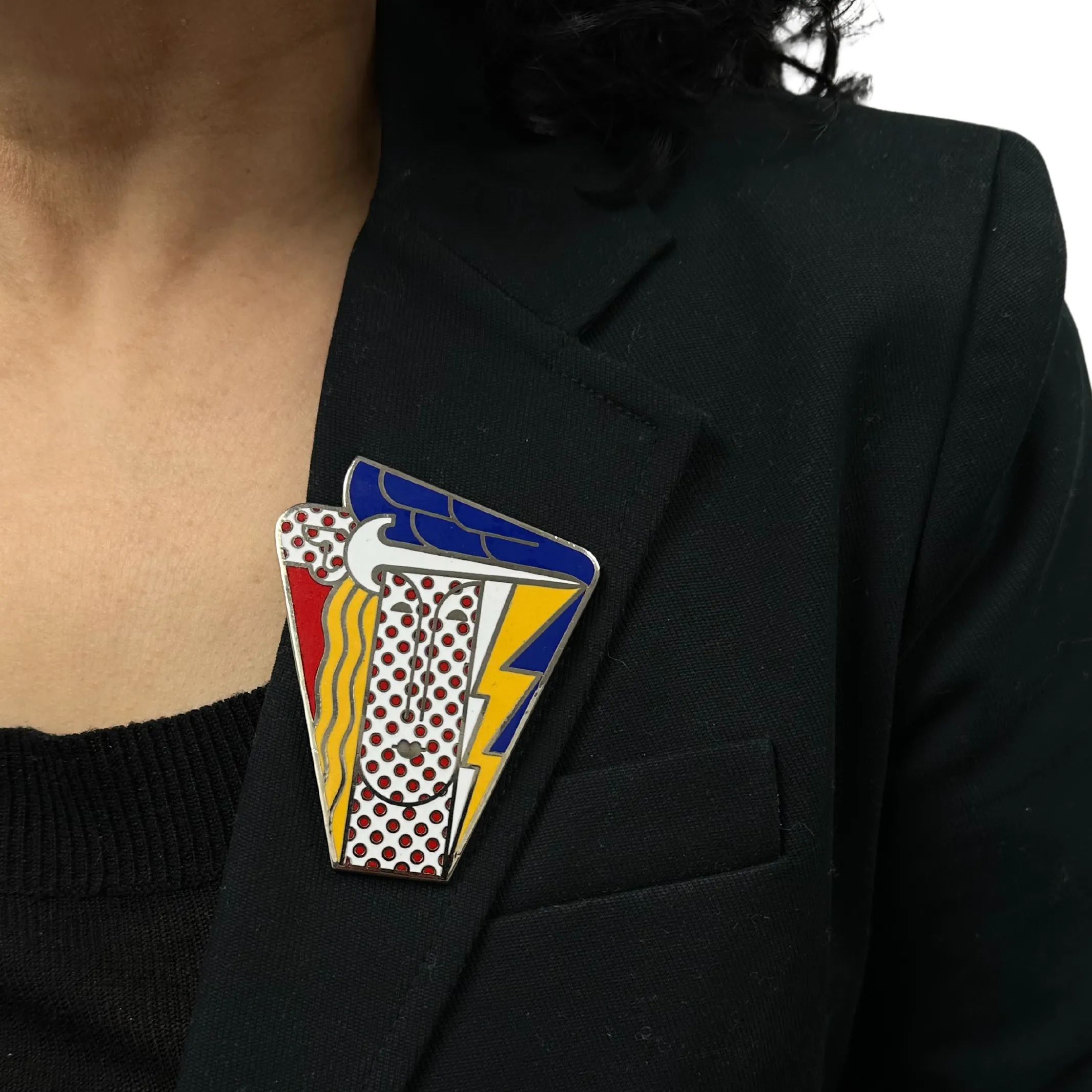 Mid-Century Signed 'Roy Lichtenstein' Modern Head Brooch/Pendant C.1968