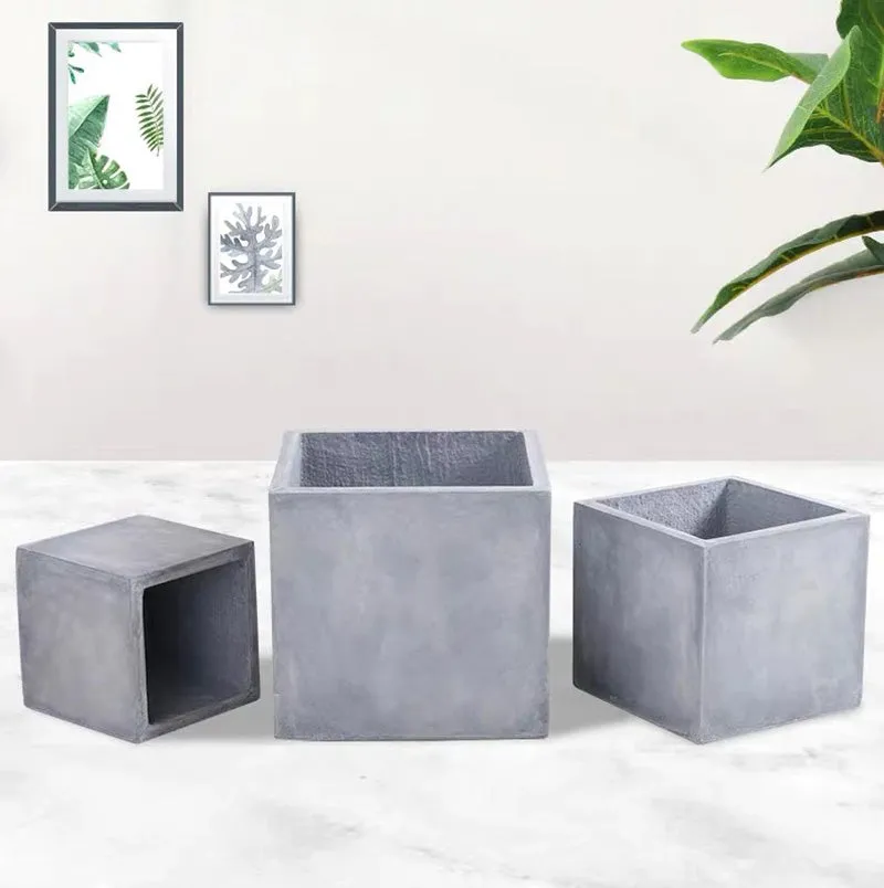 Modern Cement Gray Planter Box Cube-28CM