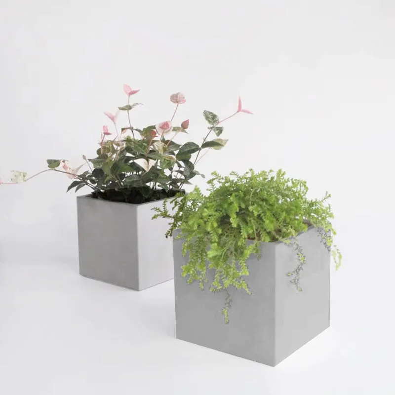 Modern Cement Gray Planter Box Cube-28CM