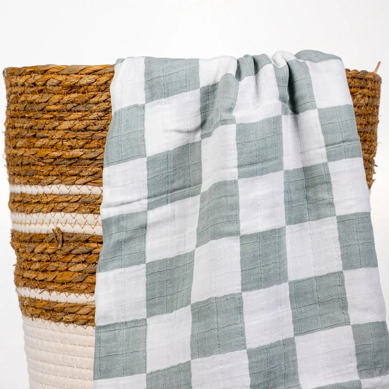 Muslin Blanket - Teal Check