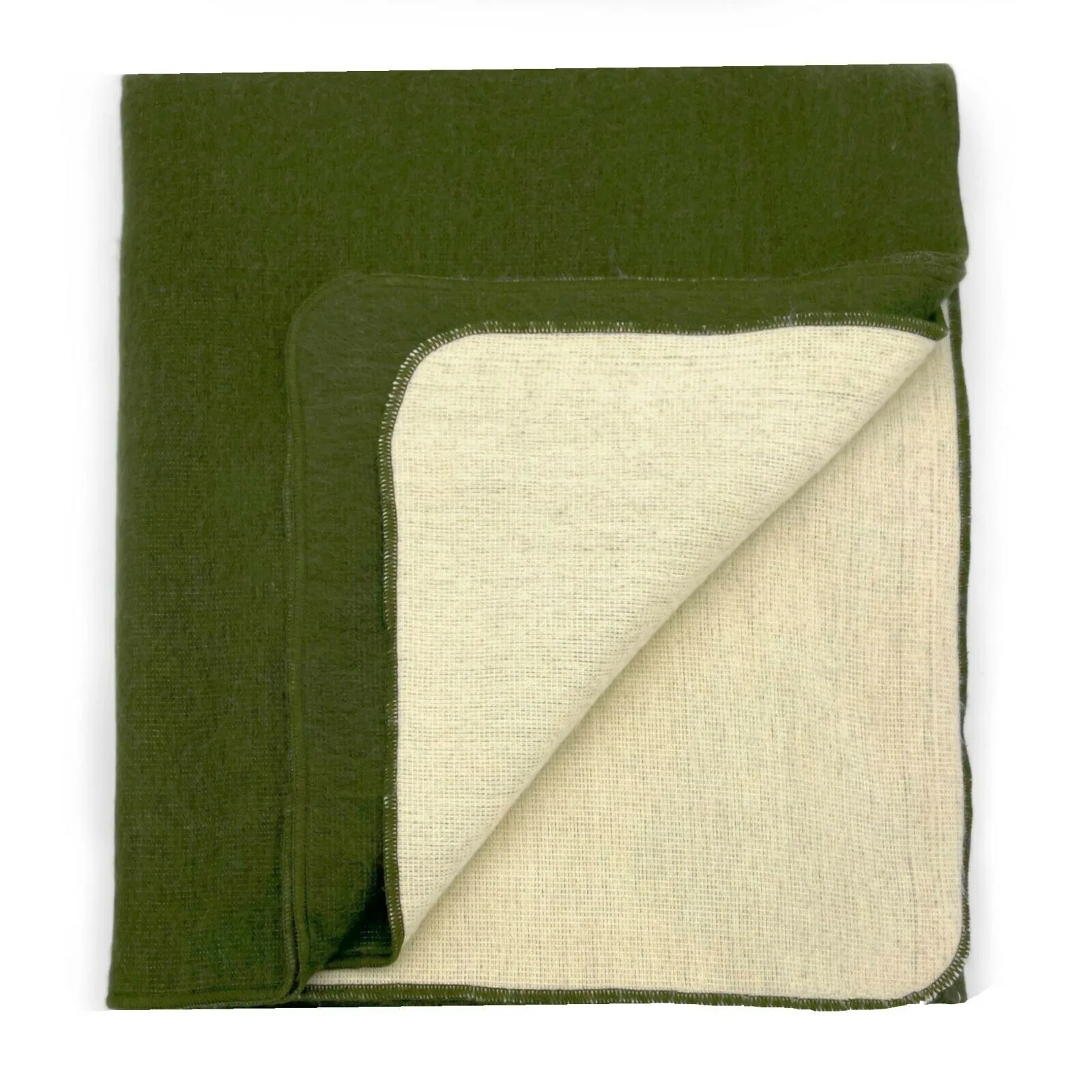 Nulti - Baby Alpaca Blanket - Extra Large - Solid reversible - olive green/cream