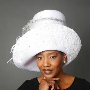 OE0030-Lace covered satin dress hat