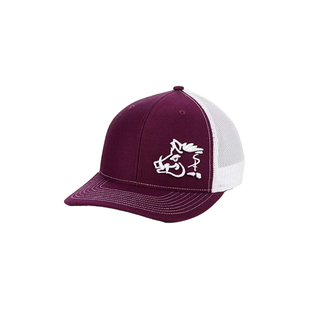 Oil Field Hats Maroon Sniper Pig White Mesh Cap