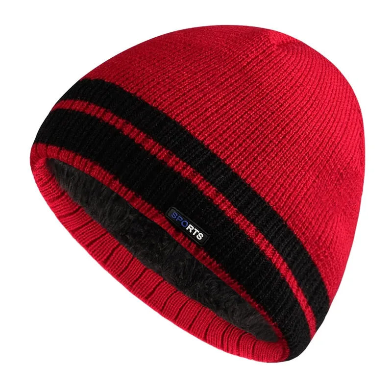 outdoor knitted hats cotton hats plus velvet men